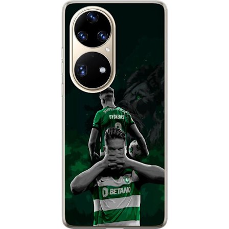 Yhteensopiva Puhelinkuori Huawei P50 Pro Neonmotiivi, jossa teksti "Gaming is in my DNA" sinisenä ja punaisena tiiliseinällä, jossa loistava DNA-spira