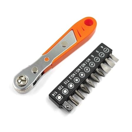 Skralle skrutrekkersett 10 PCS 110 Mm, 1/4" Mini Skralle Skiftenøkkel