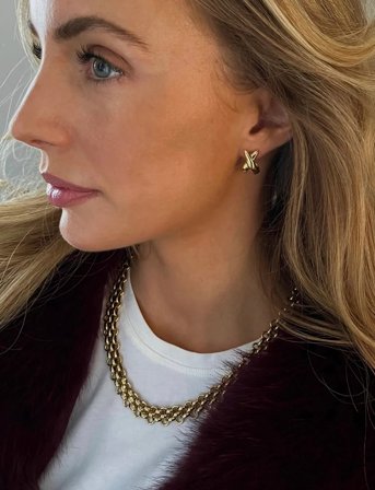 Bud to rose Cross Earring Gold - Gold - ONE SIZE