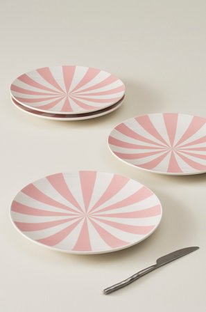 Jotex - Tallerken 4-pakning ø 28,5 Cm Rosa/hvit - MIKA - Kjøp Tallerkener hos Jotex