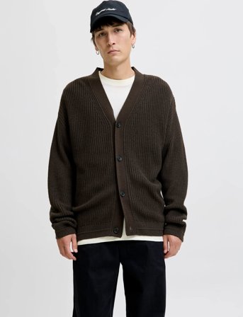 Jack & Jones Jjconnor Knit V-Neck Cardigan - Brown - M