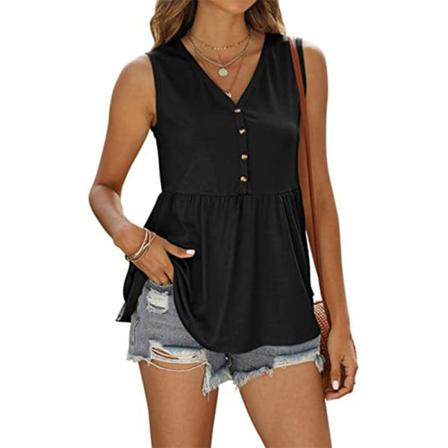 Kvinnor Button Down Pullover Ärmlös Blus