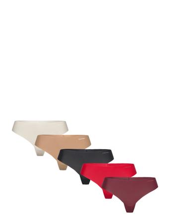 Thong 5Pk Stringtruse Undertøy Multi/mønstret Calvin Klein*Betinget Tilbud