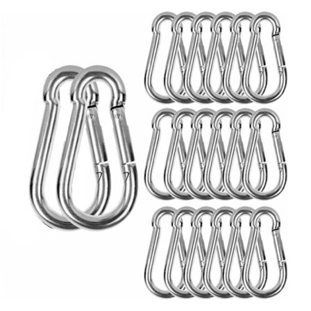 M6 Rustfritt Stål Karabinkrok, 20 stk Heavy Duty Feste Karabinkrok