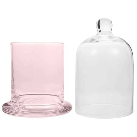 Lasikupu pöytäkoristeeksi, koristeellinen lasikupu läpinäkyvä lasikupu, lasikupu kellokupu lampuille, koriste, kodin sisustus, (vaaleanpunainen)