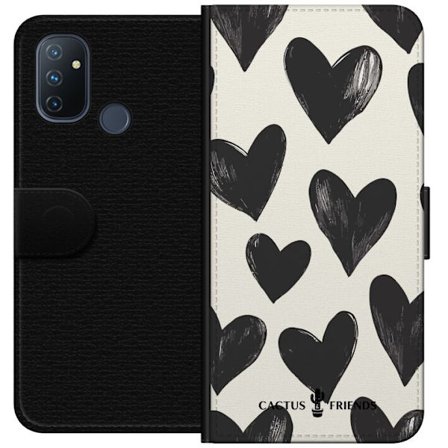 Kompatibelt Lommeboketui til OnePlus OnePlus Nord N100 Cactus and Friends - Bold Black Love Pattern