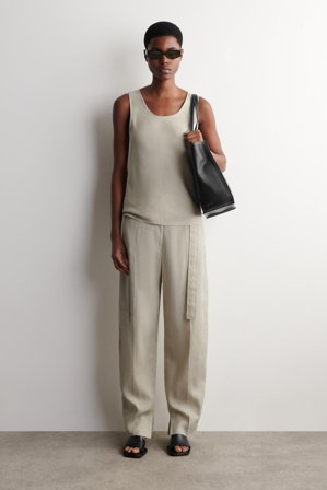 COS Lniana Koszulka Bez Rękawów in Beżowy