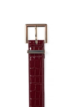 NA-KD Accessories - Belte med firkantet spenne - Belter - Burgundy - XX-Small/X-Small