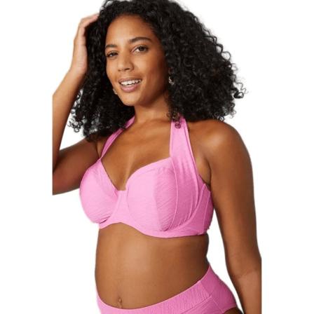 Underbar Texturerad Non-vadderad Bikinitopp För Kvinnor/damer 30h Rosa