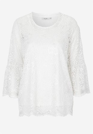 Cellbes of Sweden - Blondetop med trompetærme i offwhite til damer i størrelse 42/44