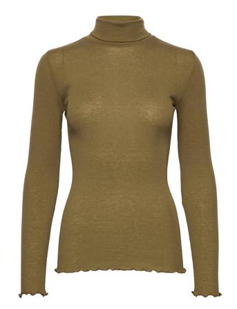 Wool T-Shirt W/ Turtleneck T-shirts & Tops Long-sleeved Grønn Rosemunde