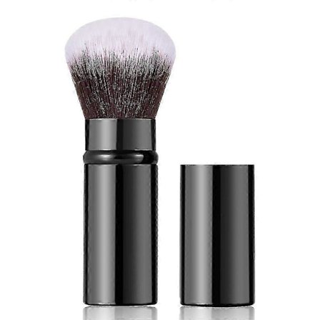 Udtrækkelig Blush Børste, Rejse Makeup Børste med Låg, Bærbar Blush Applikator - Sort