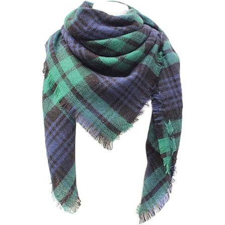 Grøn Dame Scarf Stor Ternet Akryl Uld Lang Varmt Scarf Vogu