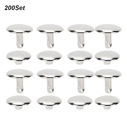 200 sæt dobbelt hætte nitte rund stud søm jern jeans knap lædersko tasker tøj 12x10mm sølv