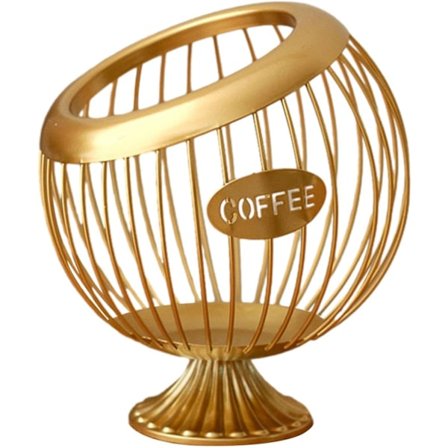 Oppbevaringskurv for kaffekapsler, kaffekapselbur for restaurant, gull