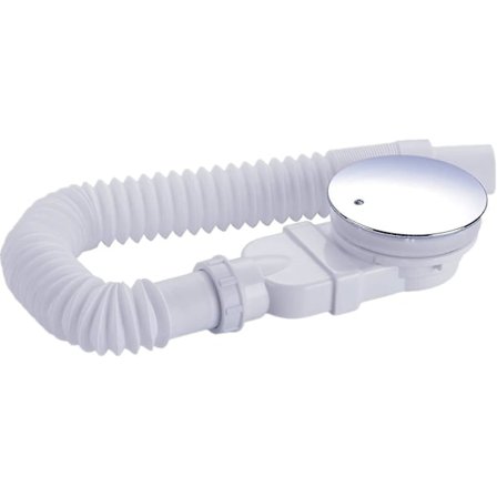 Ekstra flatt dusjkaravløp 90 mm - Avløpshullsett for dusjkar, dusjsifon med luktsperre, hårsil, fleksibel slange