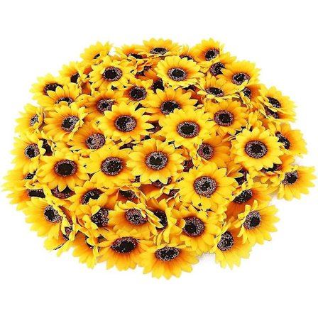 100 stk. Kunstige Blomsterhoveder Silkegule Solsikker