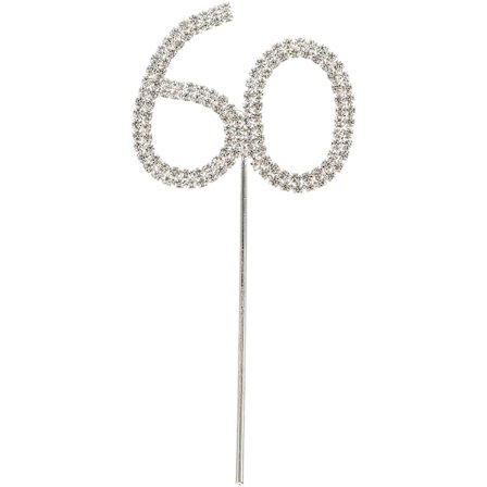 Dekoration av strass för tårtdekoration 60-års bröllopsdag/födelsedagsfest (silver)