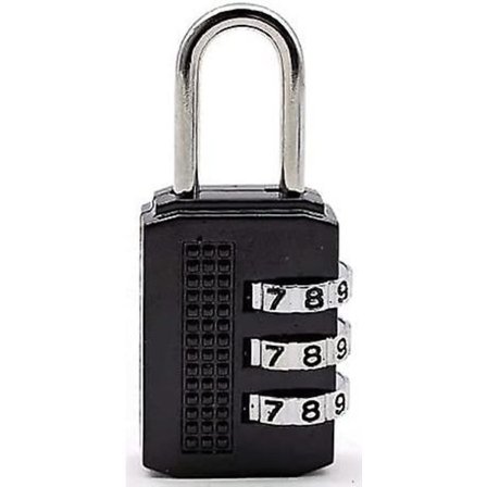 Nyckellöst 3-siffrigt kombinationshänglås Lätt att ställa in din egen kombinationshänglås, svart.