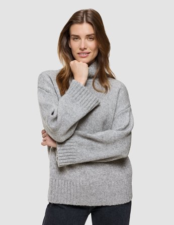 Shaping New Tomorrow - Female - Chunky Soft Wool Knit Turtleneck - Medium Grey Melange - Size XL