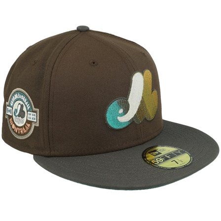 New Era - MLB Hnědý fitted Kšiltovka - Montreal Expos Corridor 59FIFTY Club Walnut/Pewter Needle Fitted @ Hatstore