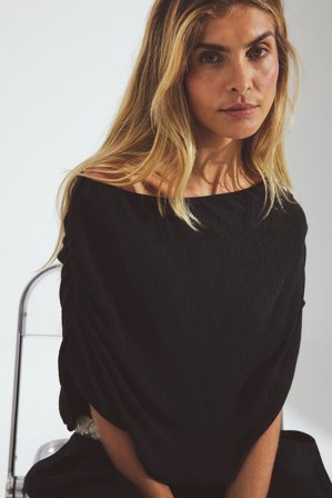 NA-KD Structured Cape Top - Tank tops - Sort - M (EU 38-40)