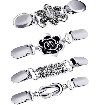 4-delat set vintage tröja sjal clips dam skjorta brosch clips