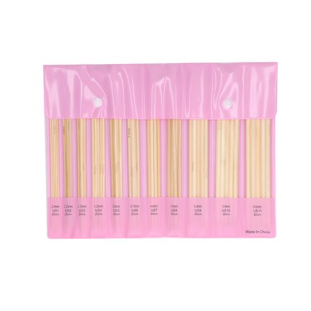 55 stk bambus strikkepinner dobbelt spissede lange garn strikkepinner sett for DIY håndverk tilbehør