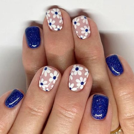 Blomst Fake Negl Trykk På Negl Fransk Tip Kunstig Negl Lim på Negl for Kvinner