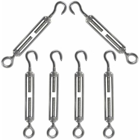 Rustfritt stål justerbar strekkstagkrok og øyesett Heavy Duty M5 6stk