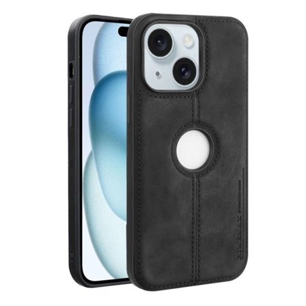Kunstlæderskal til iPhone 15 Plus - Svart