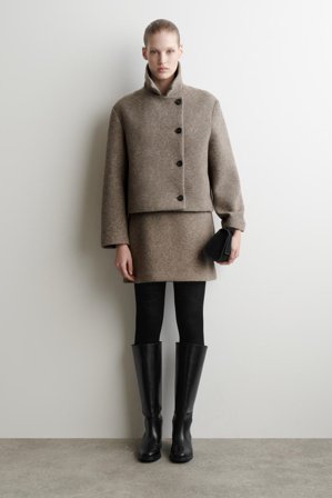 COS Damen Kurzjacke Aus Gekochtem Woll-Mix - Beige