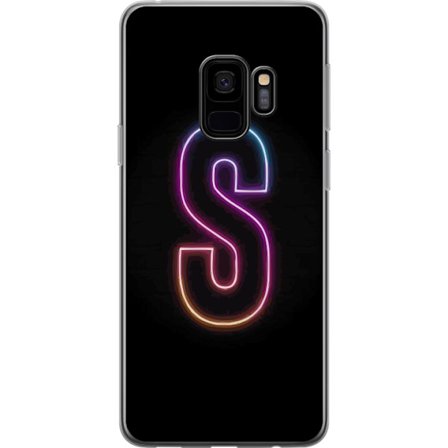 Kompatibelt Mobildeksel til Samsung Samsung Galaxy S9 Neonbokstav S i lysende rosa og blå toner mot mørk bakgrunn, stilig bokstavkunst med retrofutu