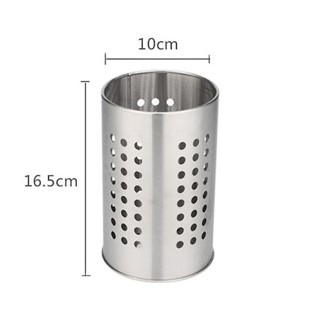Køkkenredskabsholder i Rustfrit Stål, Køkkenredskabstørrecylinder med Drænhuller, Køkkenredskabsholder