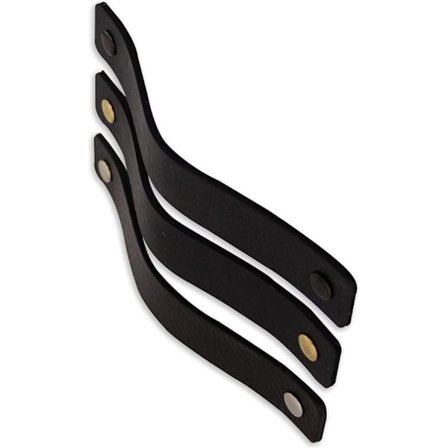 Lærhåndtak for møbler - 3 stk - 13,5 x 2,5 cm -