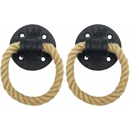 Retro skapringhåndtak Rustikk tre dørhåndtak Ring Vintage Smijern Klassisk skaphåndtak Håndtak Hamptau Håndtak Ring,(2 stk,svart)