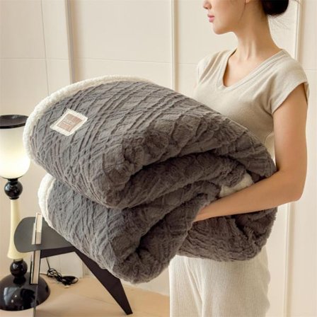 Ny Höst Vinter Hög Vikt Tjock Kaninfleece Filt, Twill Dubbellager Plysch Pläd Specialerbjudande