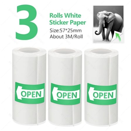 57*25MM Termopapper Etikett Klistermärken Självhäftande Rullar Papper För Mini Skrivare Direktutskrift Barnkamera Utskriftspapper Ersättning