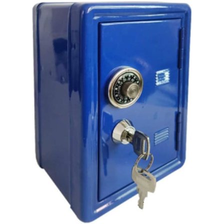 Møntbank, Metal Børns Sikker Pengebank, Mini Adgangskode Pengebank, Kontantboks med Lås, Kontantbankboks (blå)