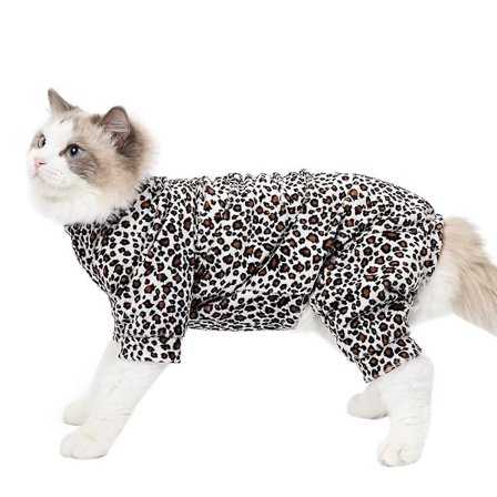 Kattkirurgi återhämtningsdräkt husdjur onesie efter operation slitage husdjur e-krage alternativ för honkatt hankatt leopardtryck/medium