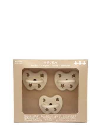 HEVEA Trial Trio-Pack Natural Rubber Pacifiers - Three Teat Mix For Newborn 0+ Months - Cream - 0 month