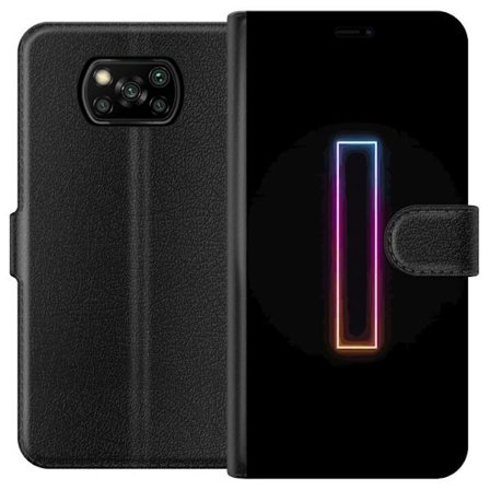 Kompatibel Tegnebogsetui til Xiaomi Xiaomi Poco X3 NFC Minimalistisk neonbogstav I i regnbuefarver mod mørk baggrund