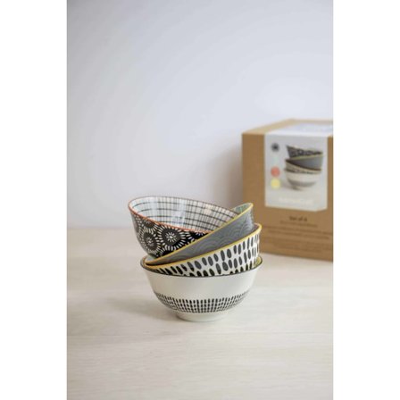 KitchenCraft Ceramic Cereal Bowl Mono Design - set 4 pcs