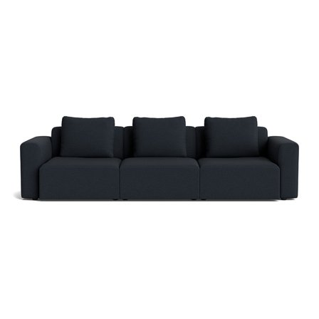 Como XL 3 personers sofa - Loop Mørkeblå - 288x100x83cm - Komfortabel sofa med 3 ryghynder - Håndlavet kvalitet - Perfekt til mindre hjem