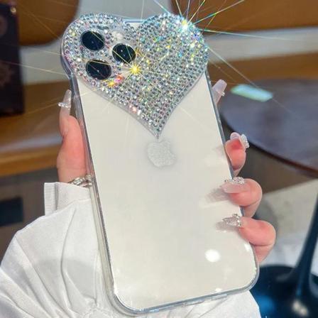 Lyxigt Mobilskal iPhone 14 Plus Bling Bling Kristall Diamant Hjä Silver