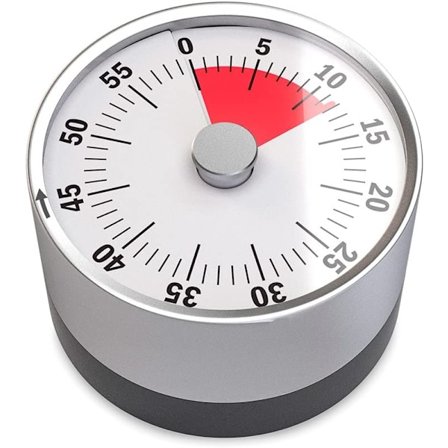 Mekaaninen ja magneettinen ajastin. Enintään 60 minuuttia. Äänellinen hälytys ajan umpeutuessa.