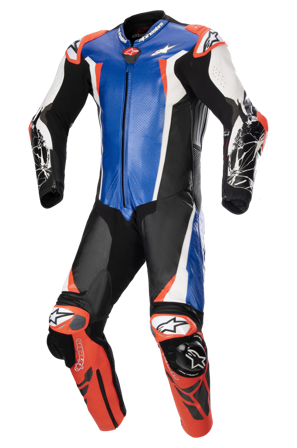 Tuta in Pelle Alpinestars Racing Absolute V2 Blu metallico/Nero/Bianco/Rdfl 50