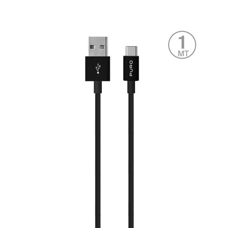Puro hvit USB-A USB-C-kabel 1 m - svart