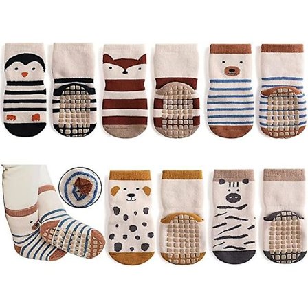 Baby Strømper Skridsikre Tykke - 5 Par Vinter Varme Småbørns Skridsikre Strømper Kravle Strømper Til Piger Drenge