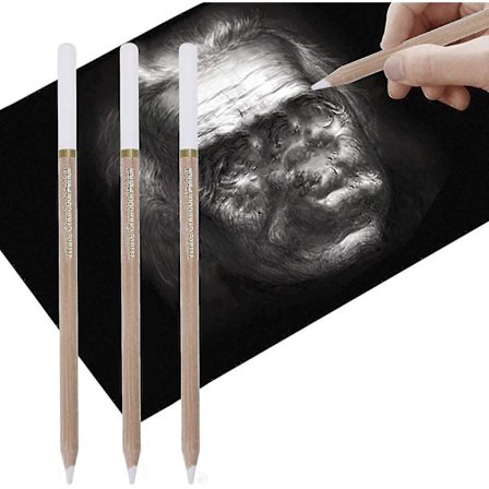 3 stk. Hvidt kultegning Højlys blyant Skitse Skitse Hvidt kul